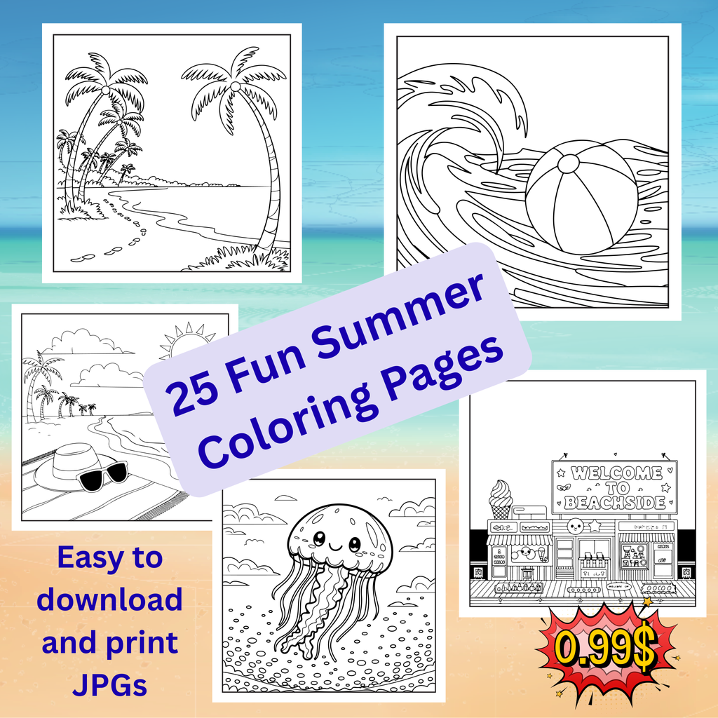 25 Fun, Summer Coloring Pages for Adults