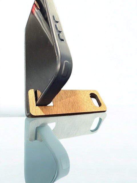 Customized Mahogany Wood Keychain Phone Stand