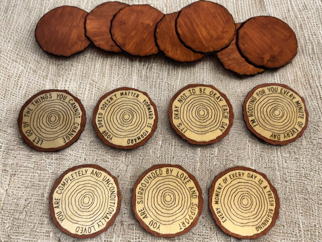 2 Sets of 7 Inspiring Wooden Chip Coins