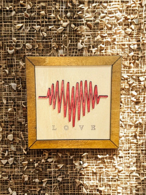 Framed Heartbeat Love Sign Wall Art, Romantic Home Decor, Heartbeat Pulse Artwork, Gift for Couples, Modern Love Print, Valentine's Day Gift