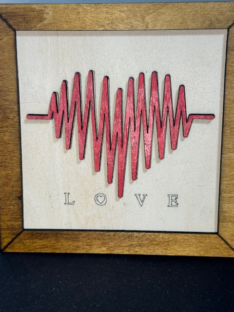 Framed Heartbeat Love Sign Wall Art, Romantic Home Decor, Heartbeat Pulse Artwork, Gift for Couples, Modern Love Print, Valentine's Day Gift