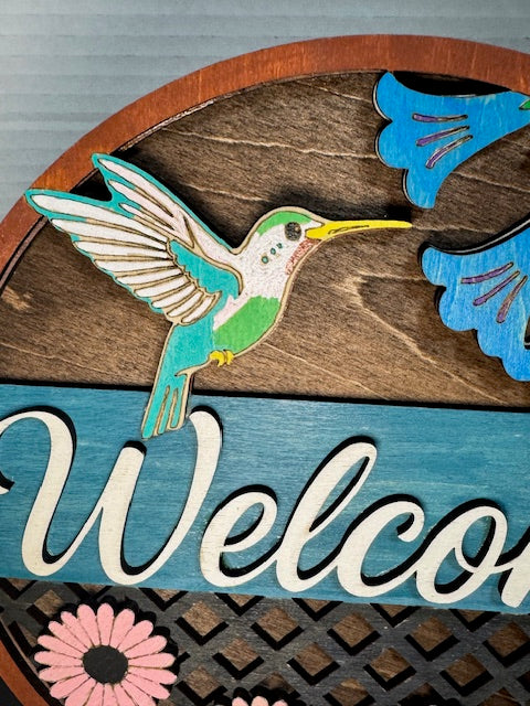 2 - 7" Welcome Signs: Hummingbird and Baby Cow