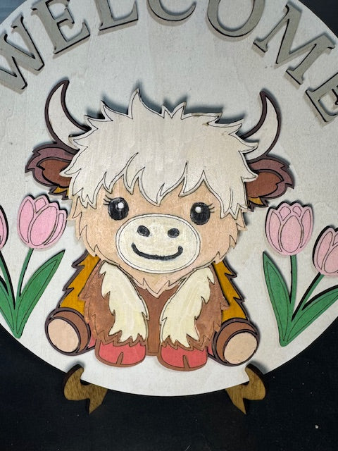 2 - 7" Welcome Signs: Hummingbird and Baby Cow