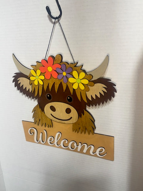 Cow Welcome Hanging Sign