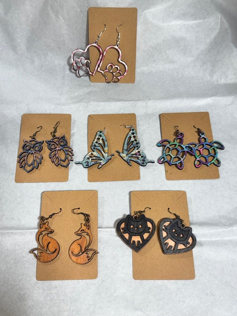 5 Pairs Animal Earrings Plus Bonus Heart Paw Pair!