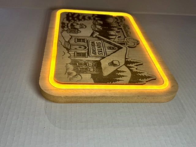 LED QR Tracker | Christmas Wooden Laser-Engraved Santa’s Workshop