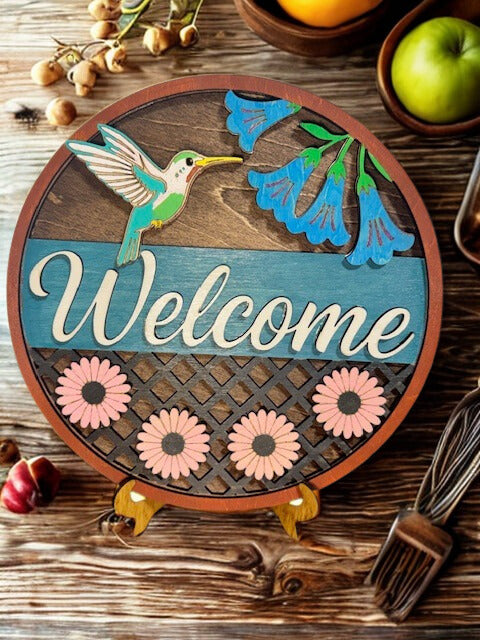2 - 7" Welcome Signs: Hummingbird and Baby Cow